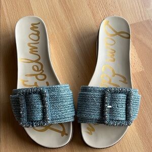 Sam Edelman Teal Woven Slide Sandals